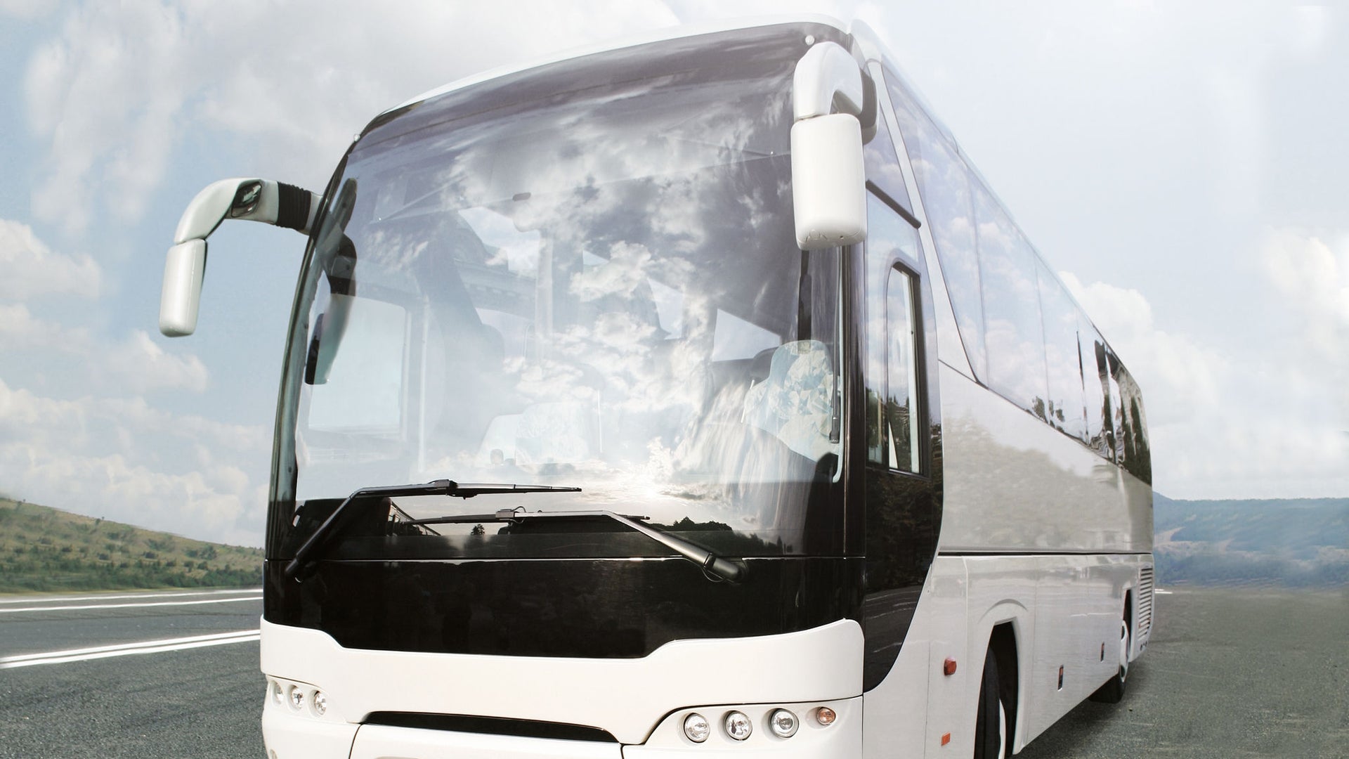 A picture of a white bus