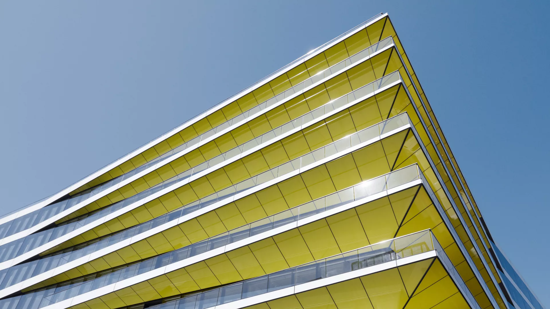 Modern yellow glass building exterior