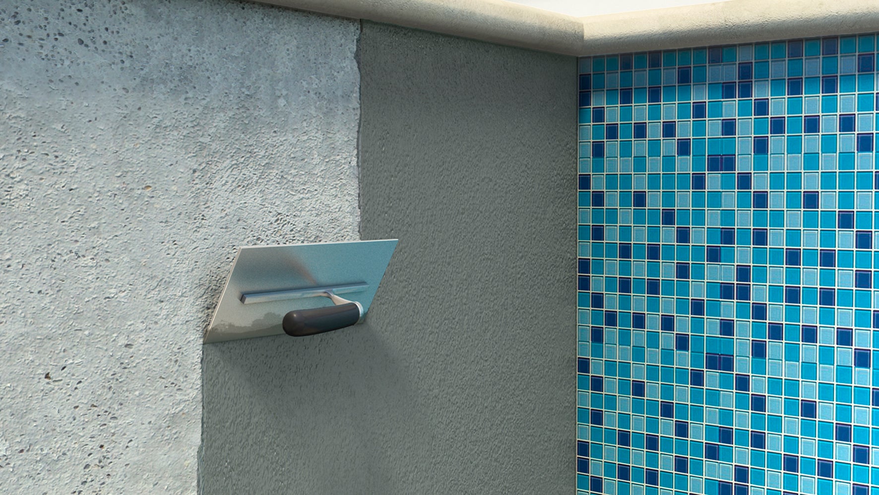 Concrete layer applied with a trowel for tiles