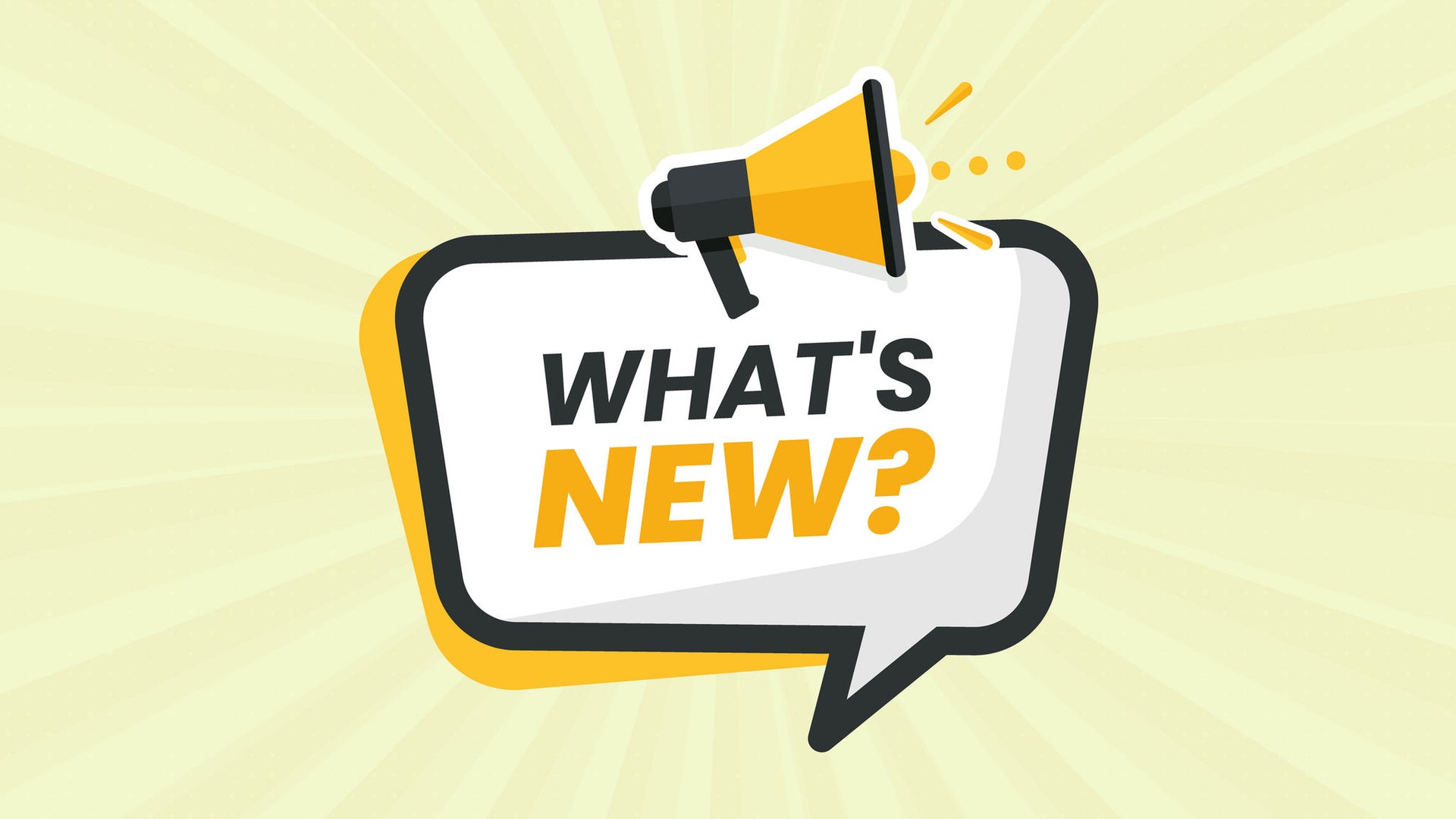 What's New Announcement Graphic with Megaphone Icon