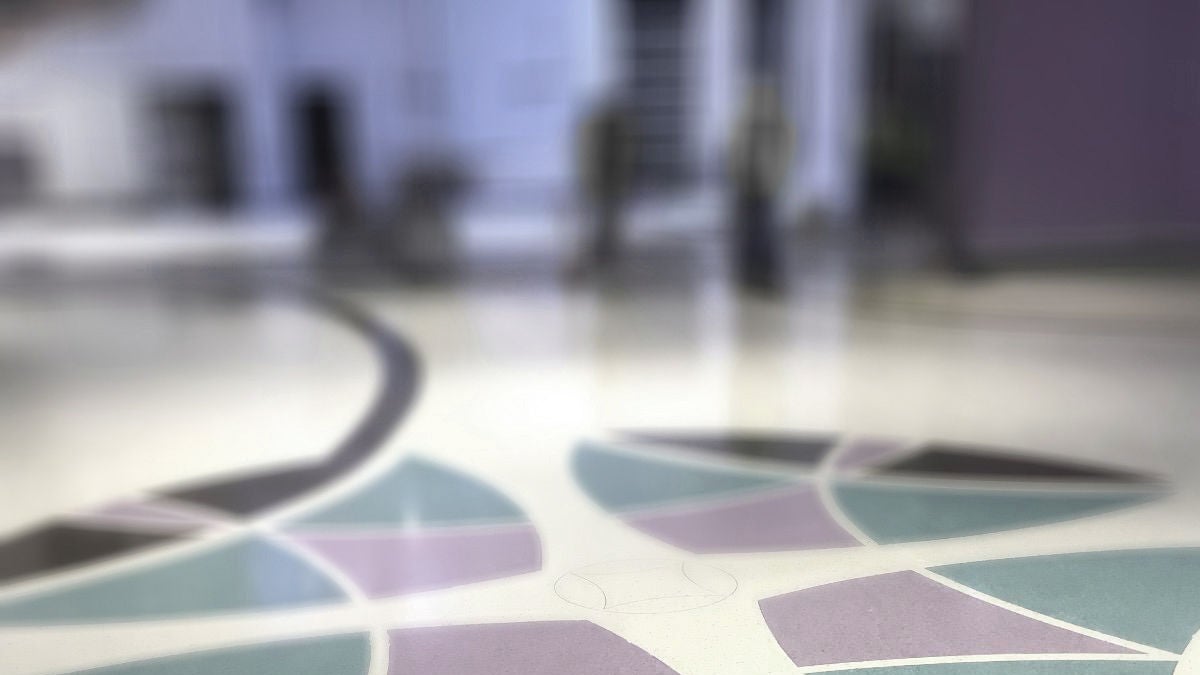 Sikafloor Terrazzo floor close up with green purple black pattern