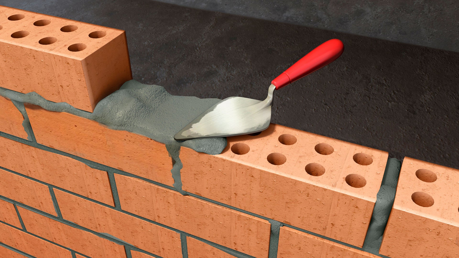 Brick wall is built with SikaCem and filler