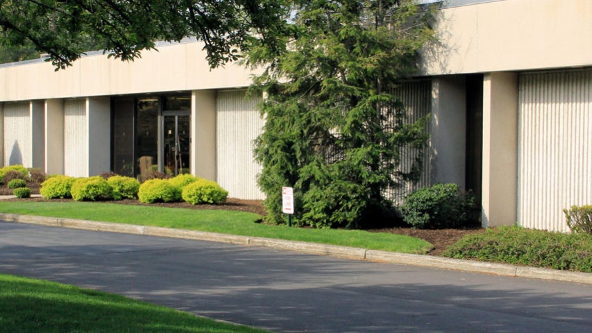 Suburban office building with landscaped frontage