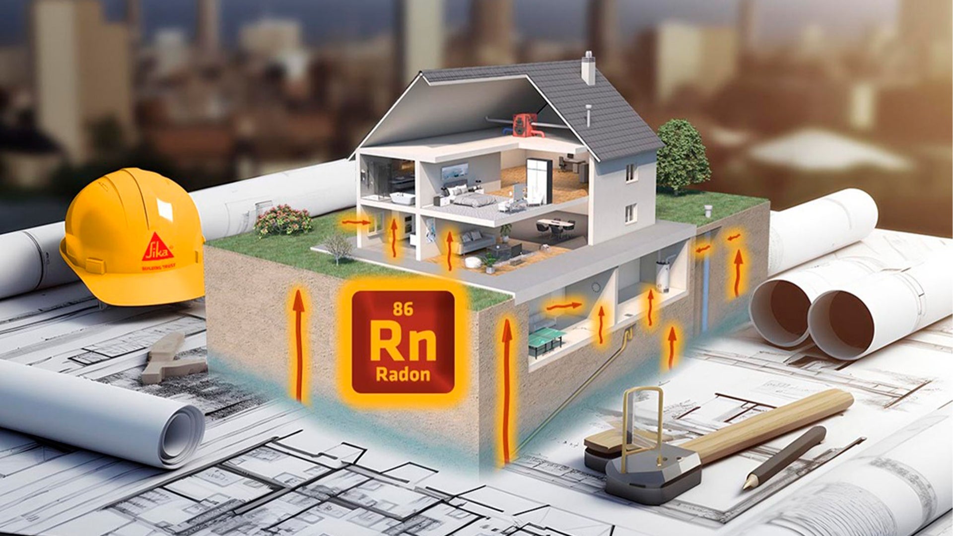 Radon gas infiltration in residential house