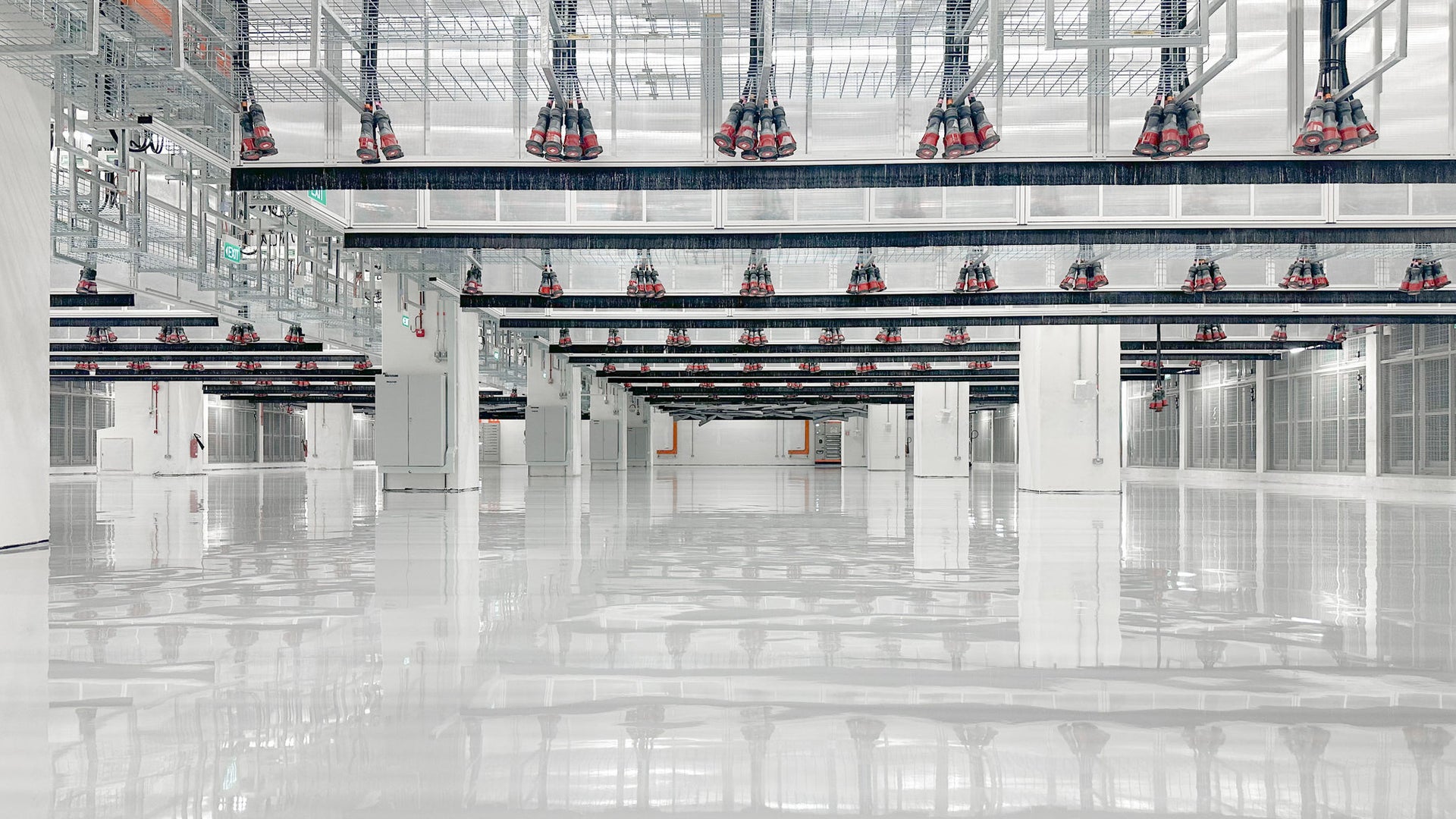 Modern industrial facility with robotic systems