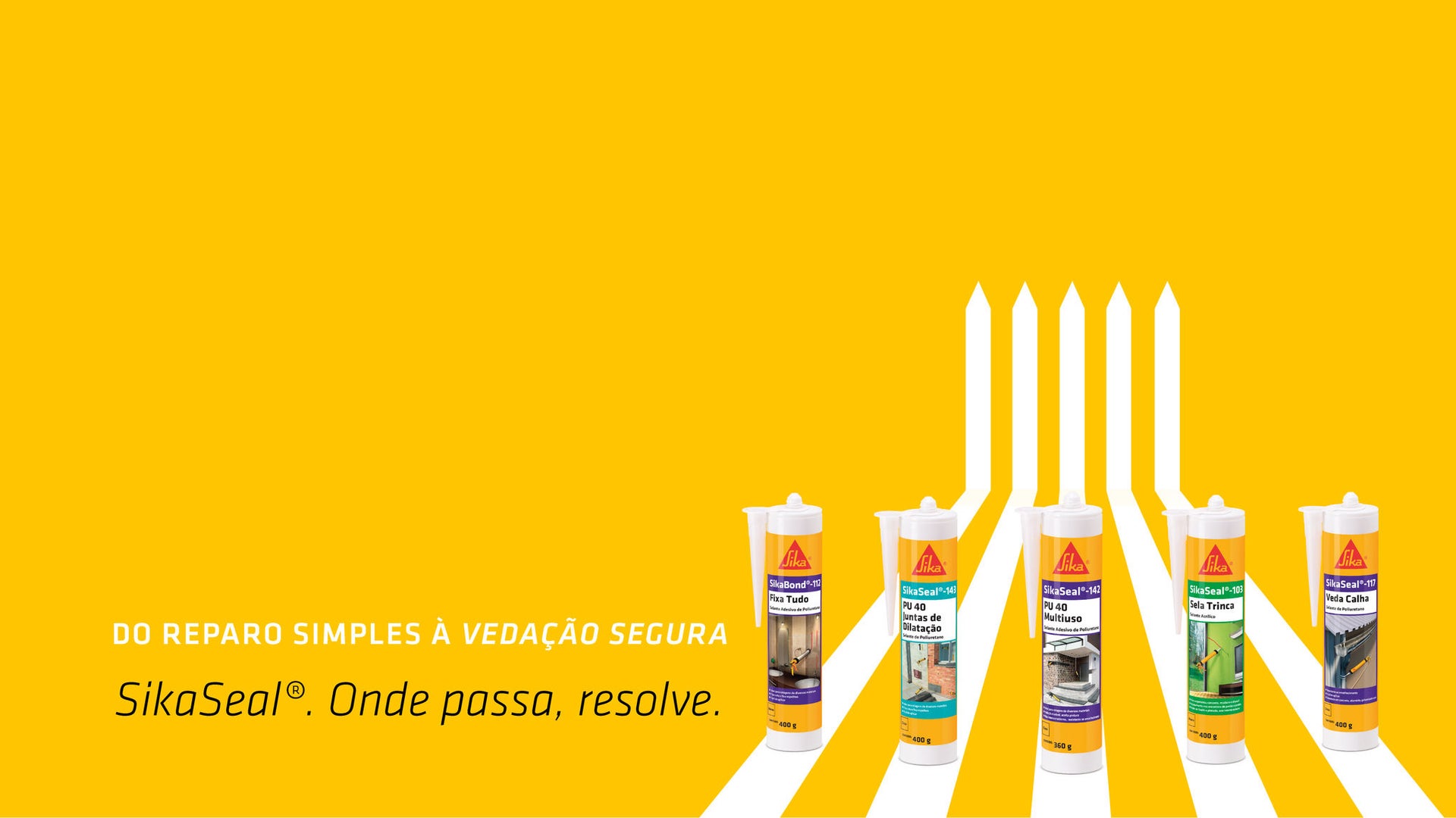 SikaSeal adhesive products on yellow background