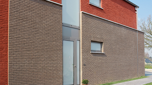 Modern brick house with contrasting colors