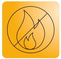 Non flammable safety icon on orange background