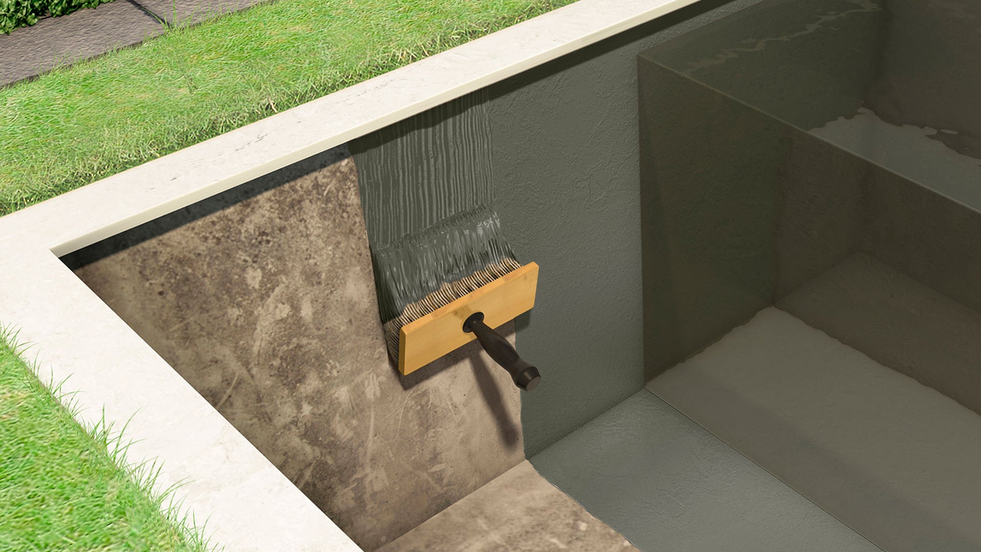 Pool waterproofing brush