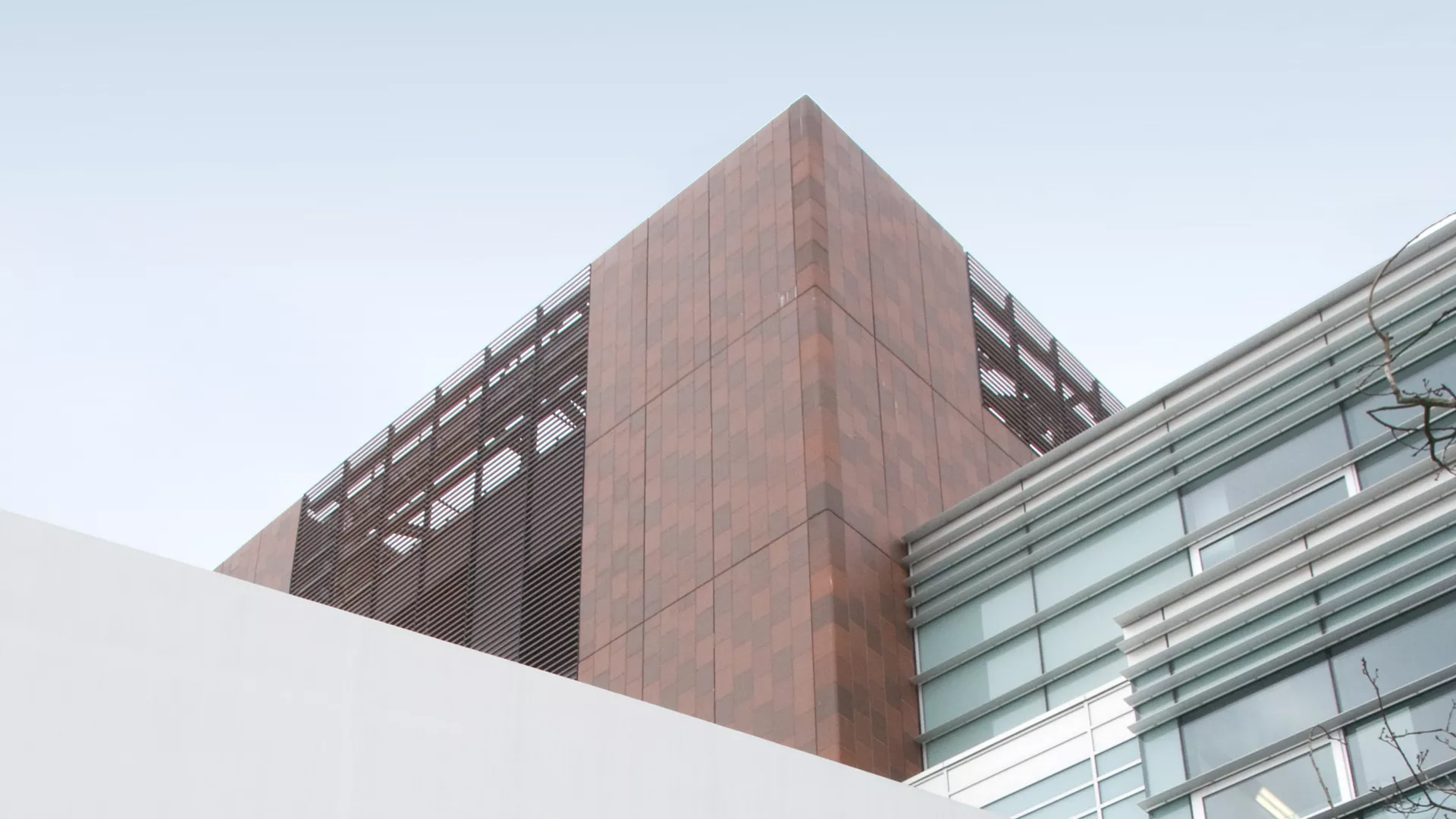 Modern building with geometric design