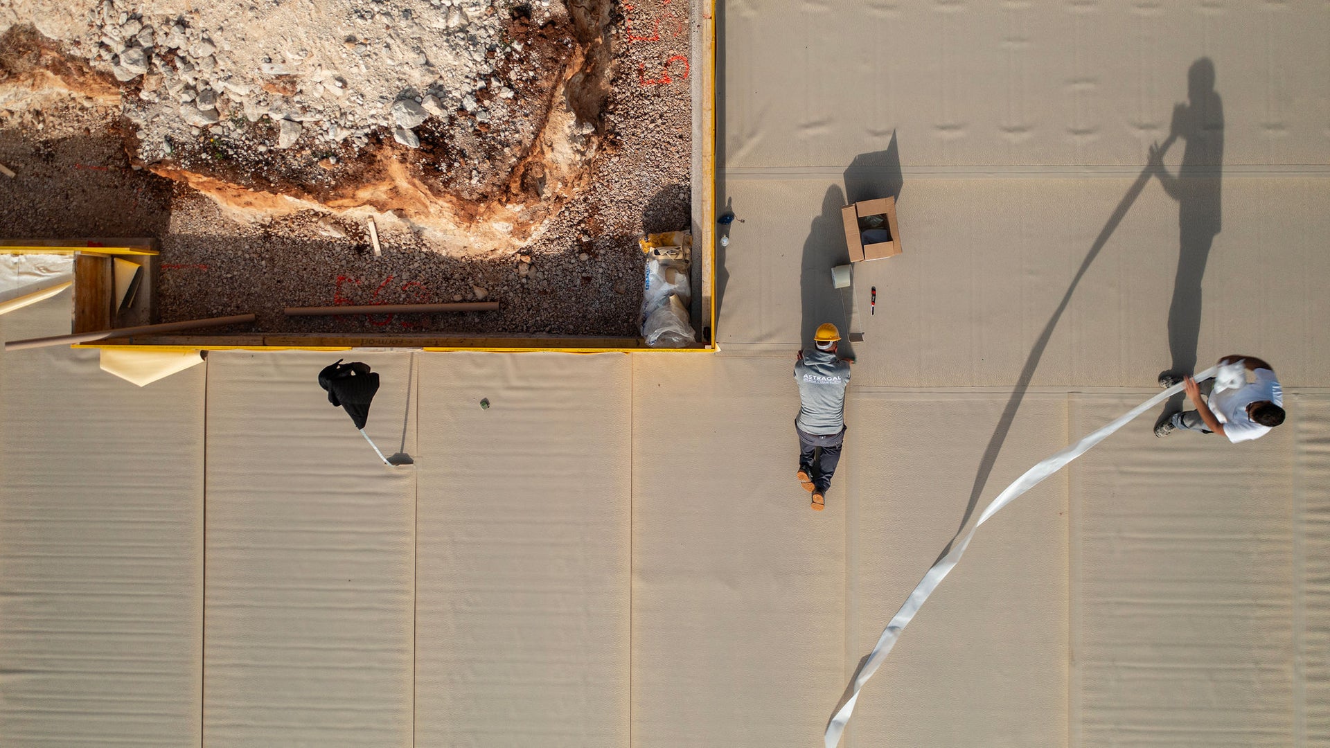 Aerial View of Construction Workers on Site