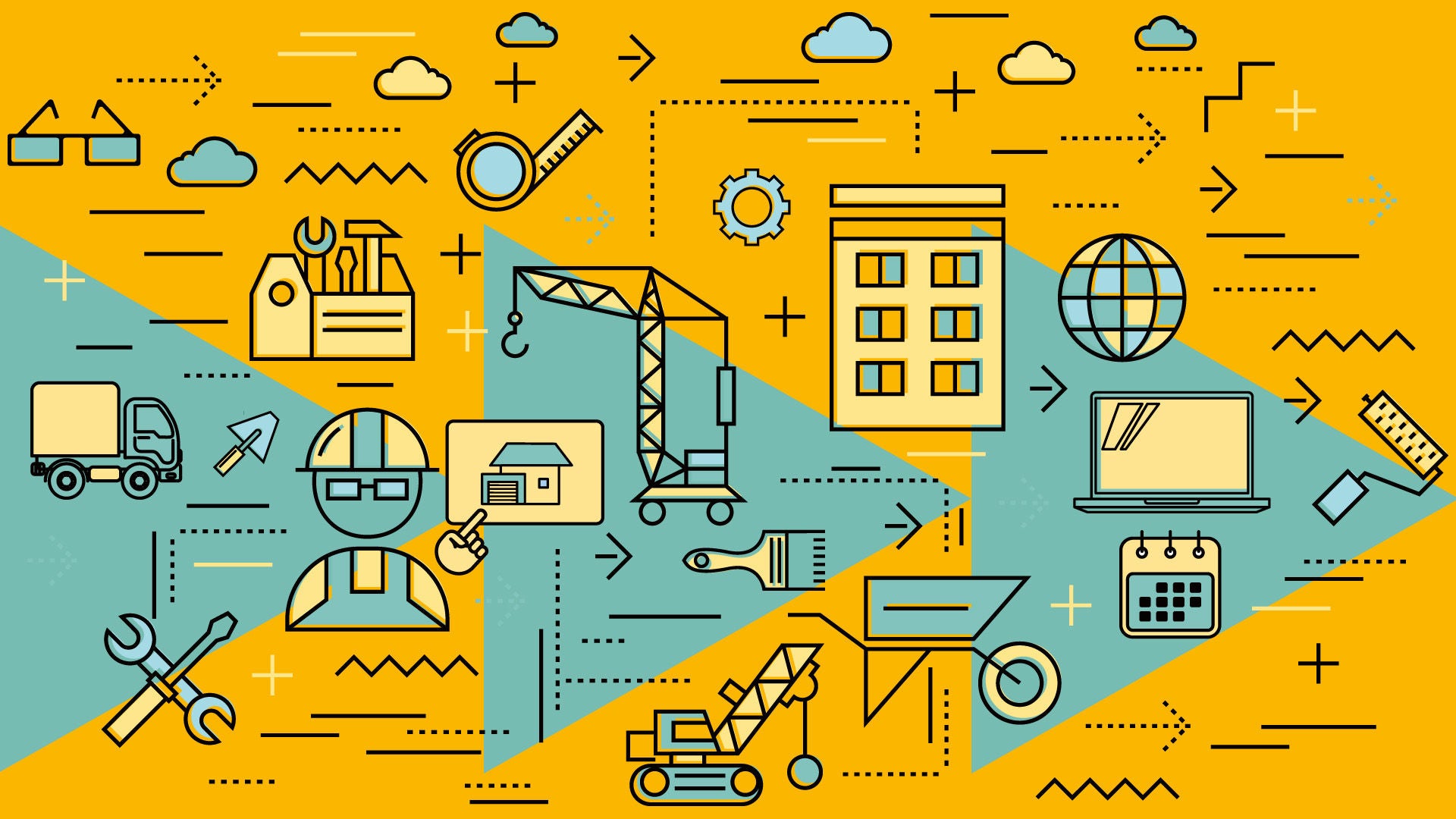 Abstract construction and project management illustration