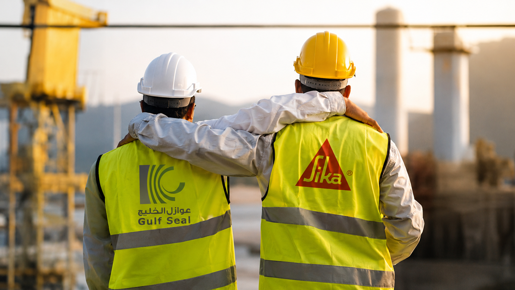 Construction workers in high visibility safety vests