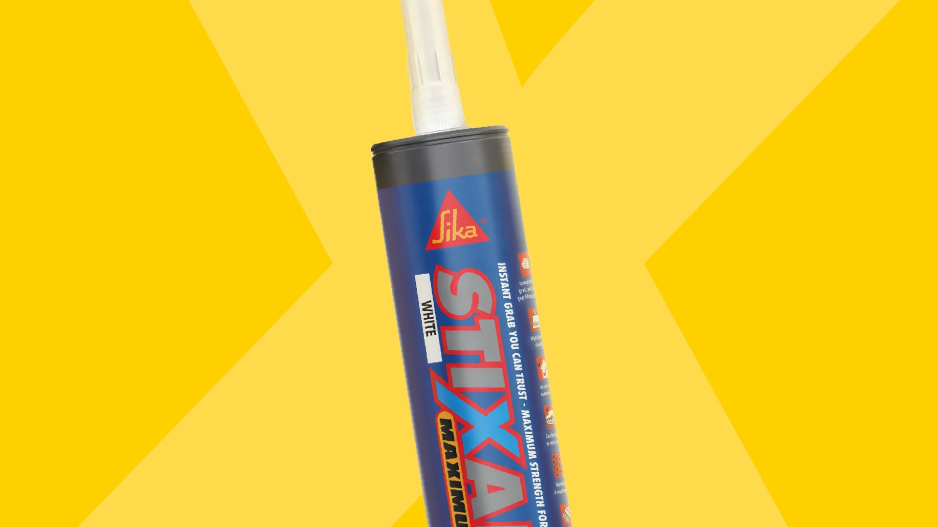 Sika Stixall adhesive tube on yellow background