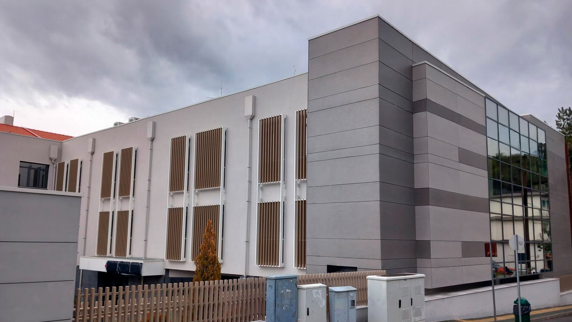 Modern institutional building with glass facade