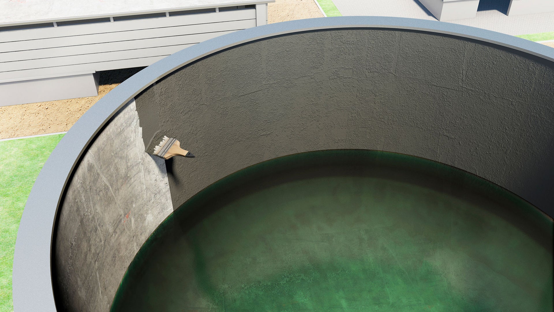 Paintbrush applying protective coating on concrete