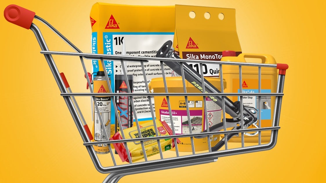 Shopping cart with construction materials