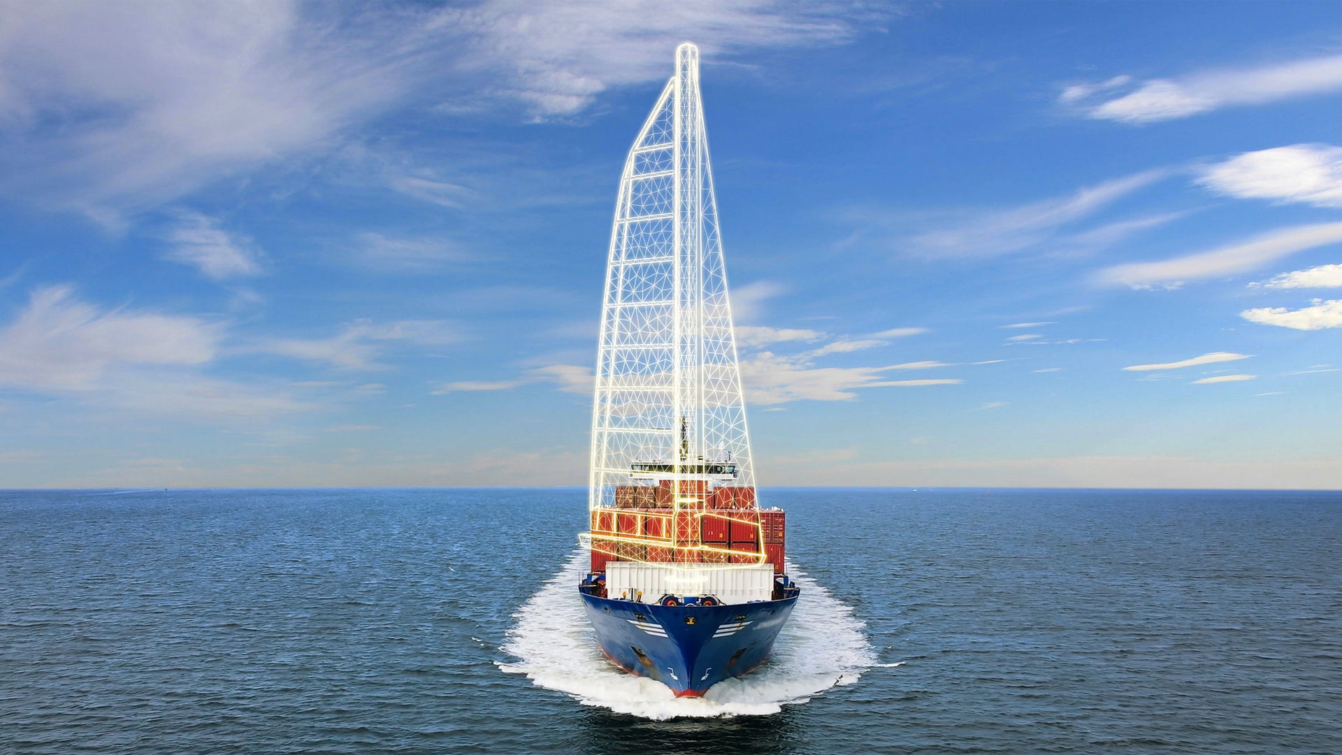 Cargo ship sailing under clear skies