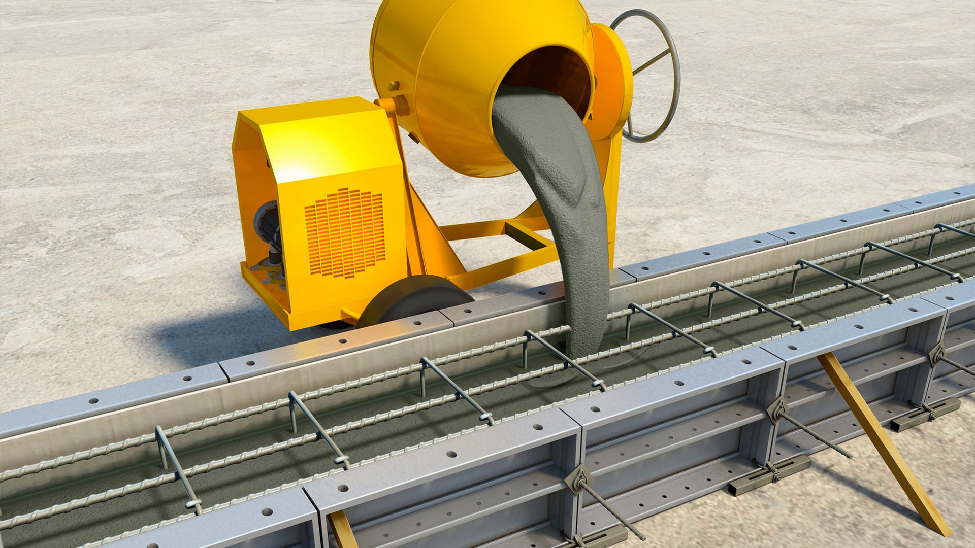 Concrete machine pours into a filling
