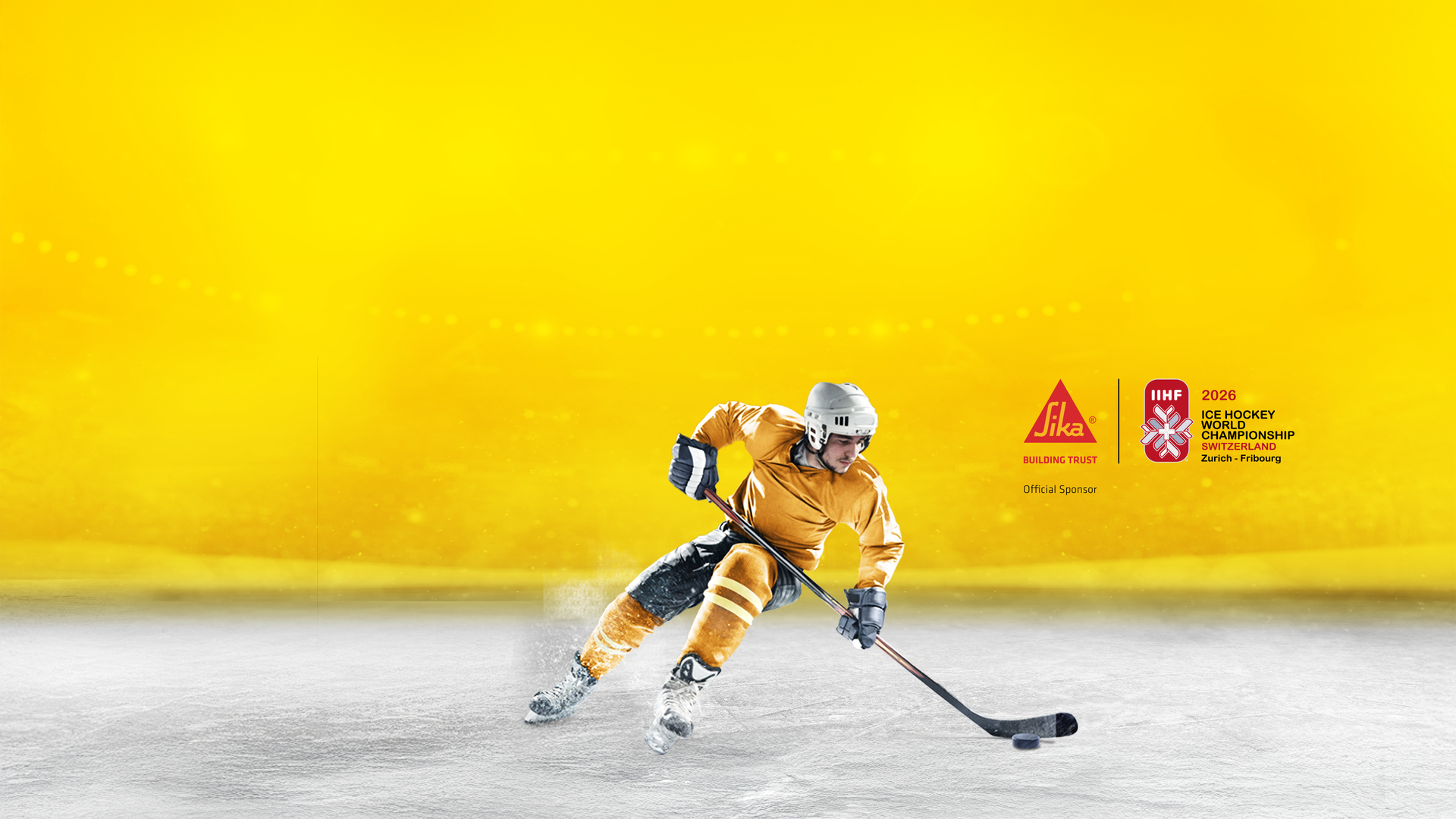 Eishockey-Spieler mit Sika-Branding