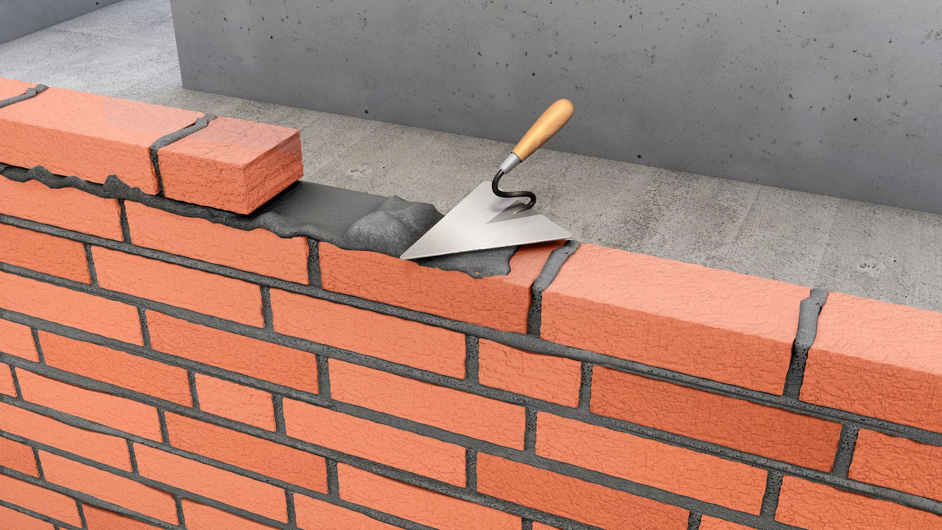 Bricks are fixed with mortar