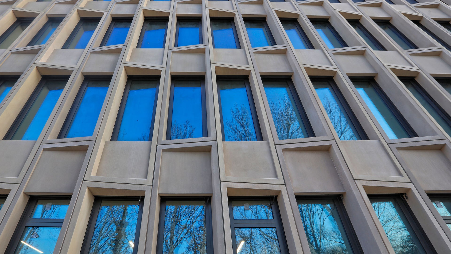 Modern office building with reflective windows