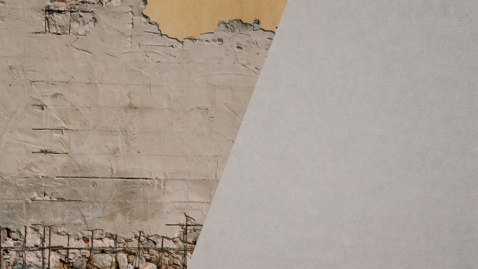 Contrast of old weathered wall and modern surface