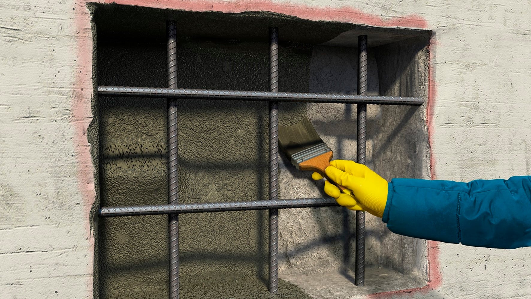 Sika Monotop repair mortar site application step by step illustration