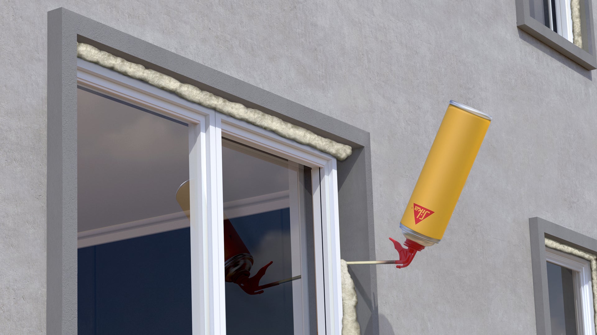 Application of SikaBoom on the window