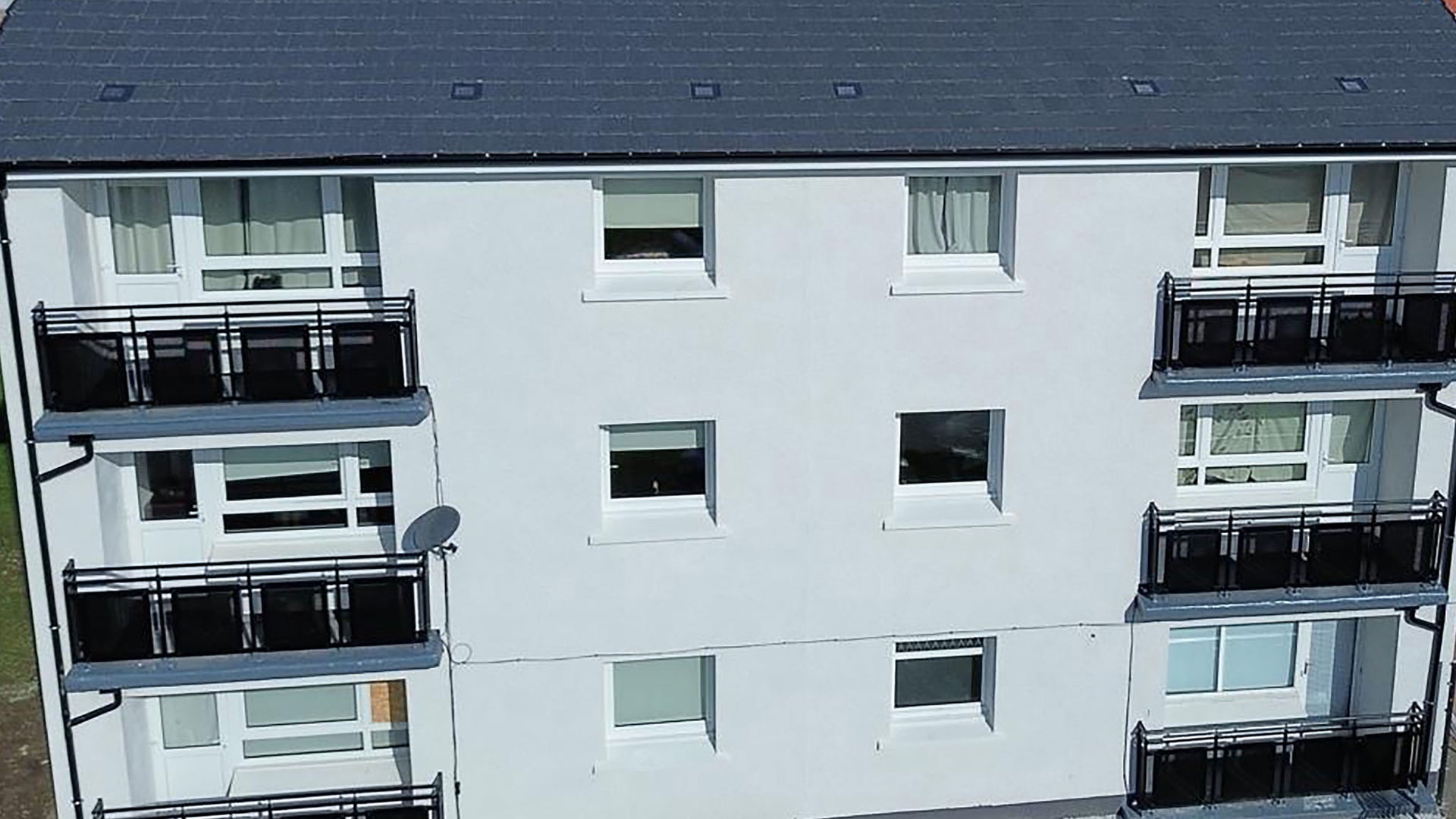 Aerial view of Camelon Crescent external wall insulation systems