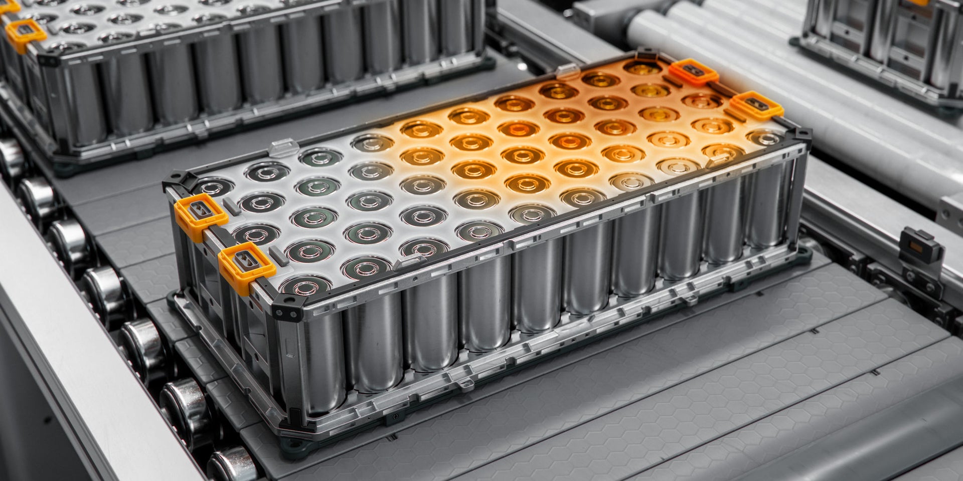 Battery pack with orange higlight