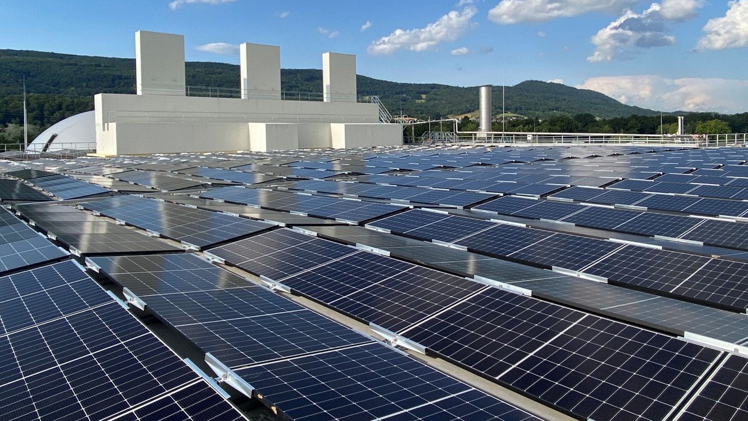Solar Panels Installed on Industrial Rooftop Facility