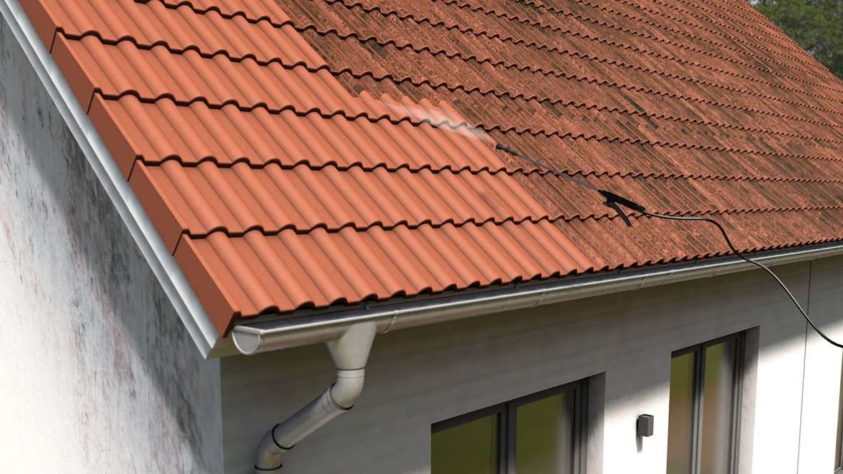 Modern house with red tiled roof