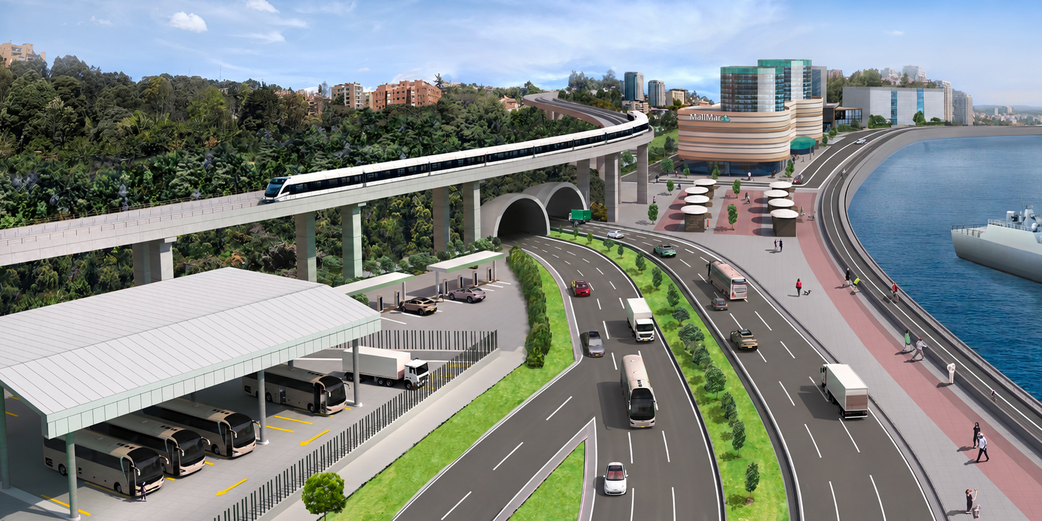 Coastal smart city with multimodal transport corridor