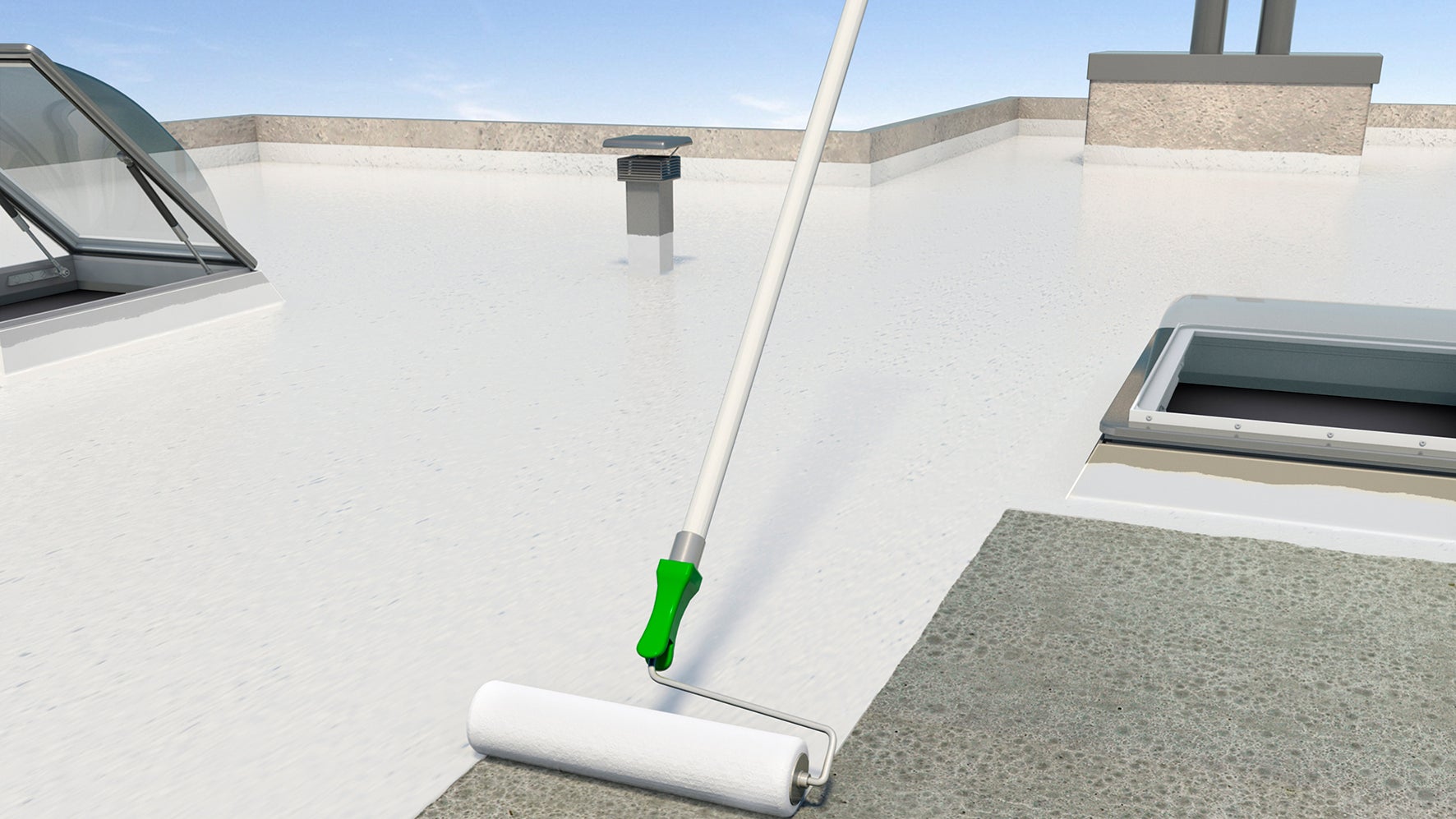 Paint roof with paint roller