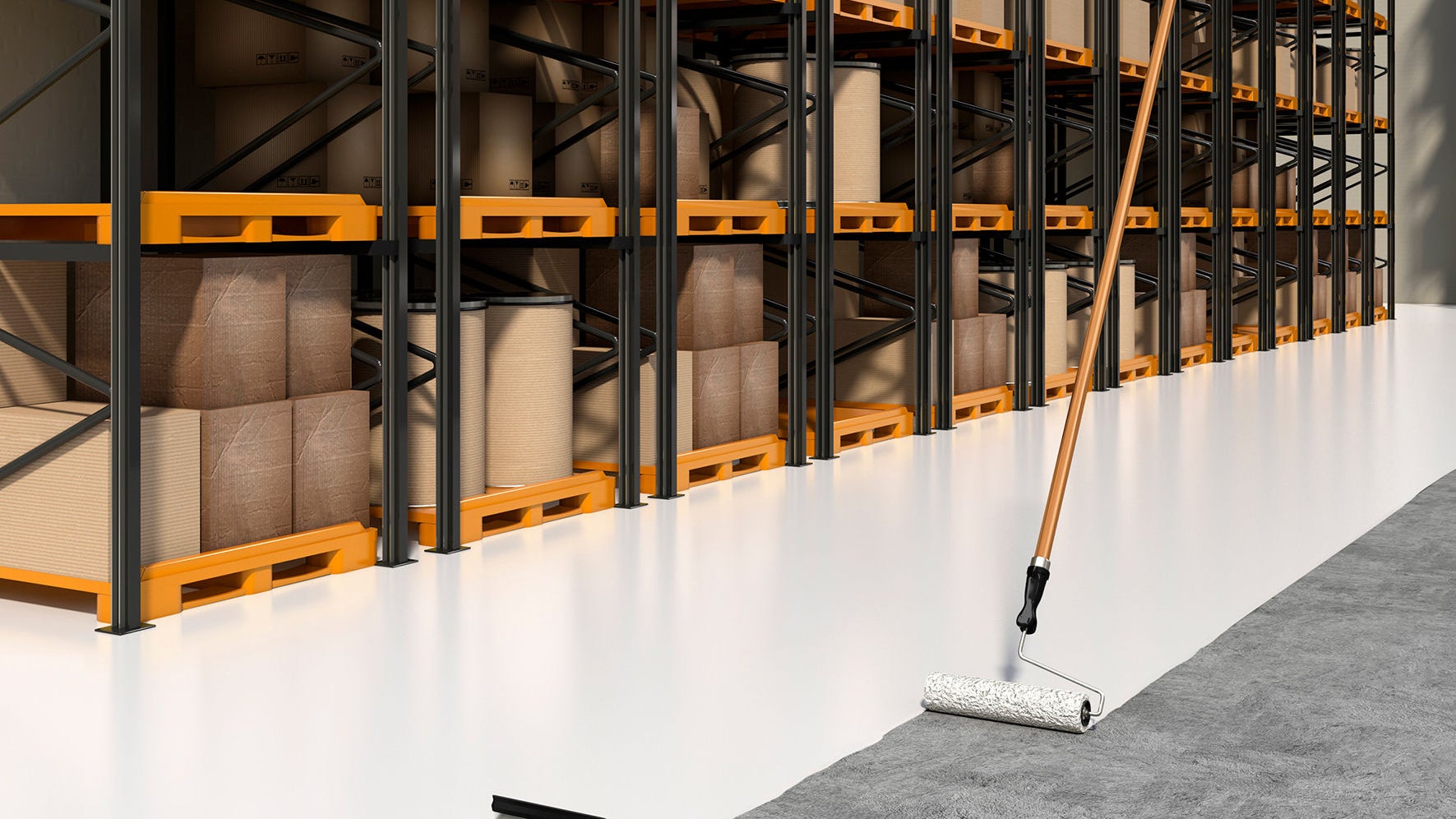 Floor in a warehouse is coated with Sikafloor
