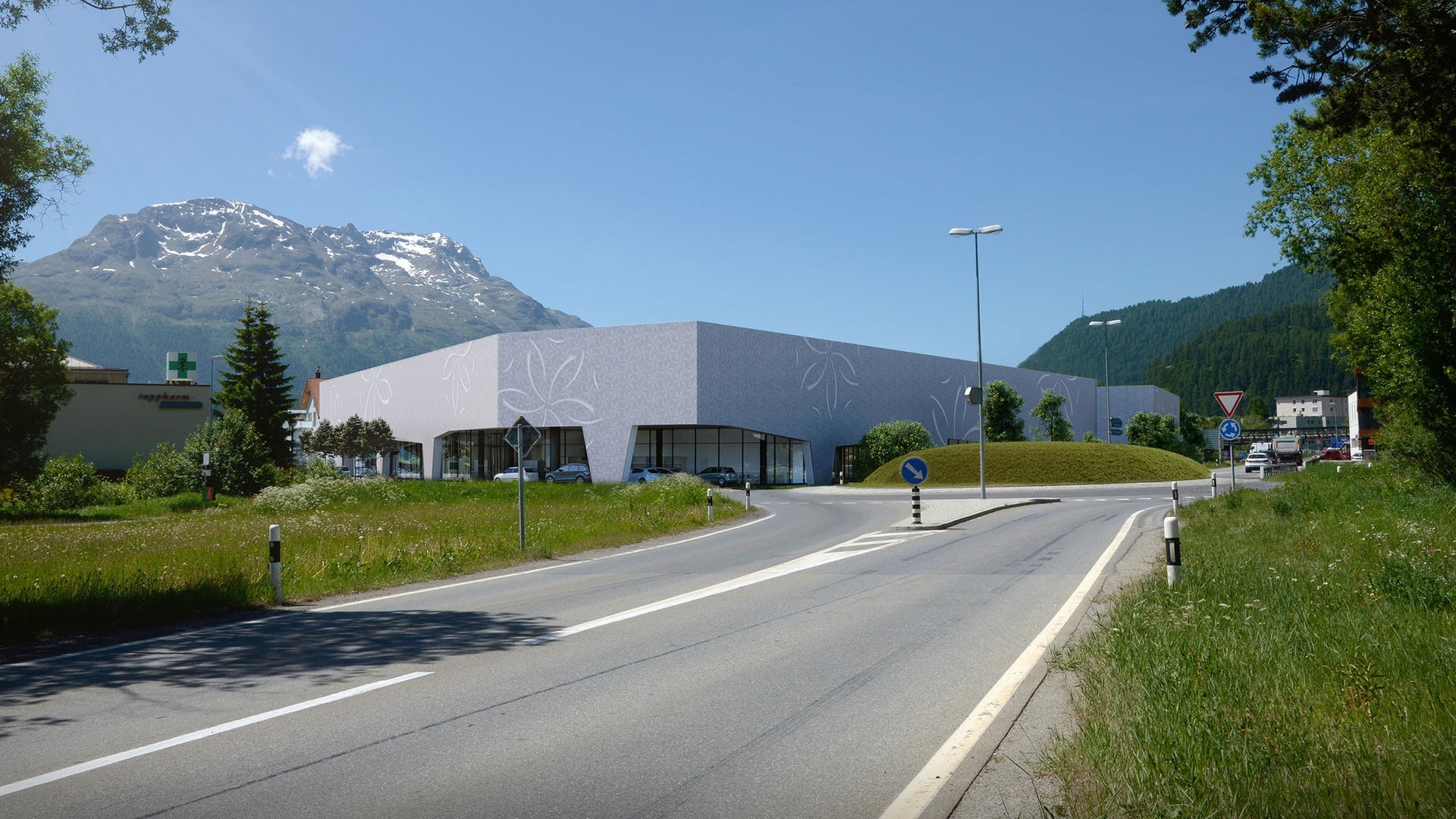 Einkaufszentrum Samedan Aussenansicht