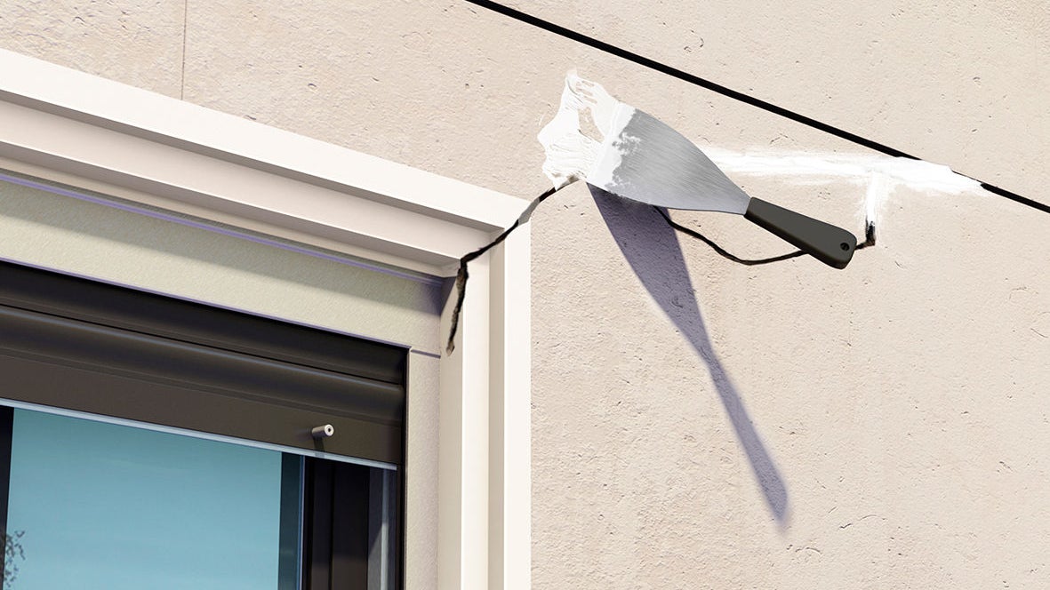 Repair cracks with acrylic sealant and filler