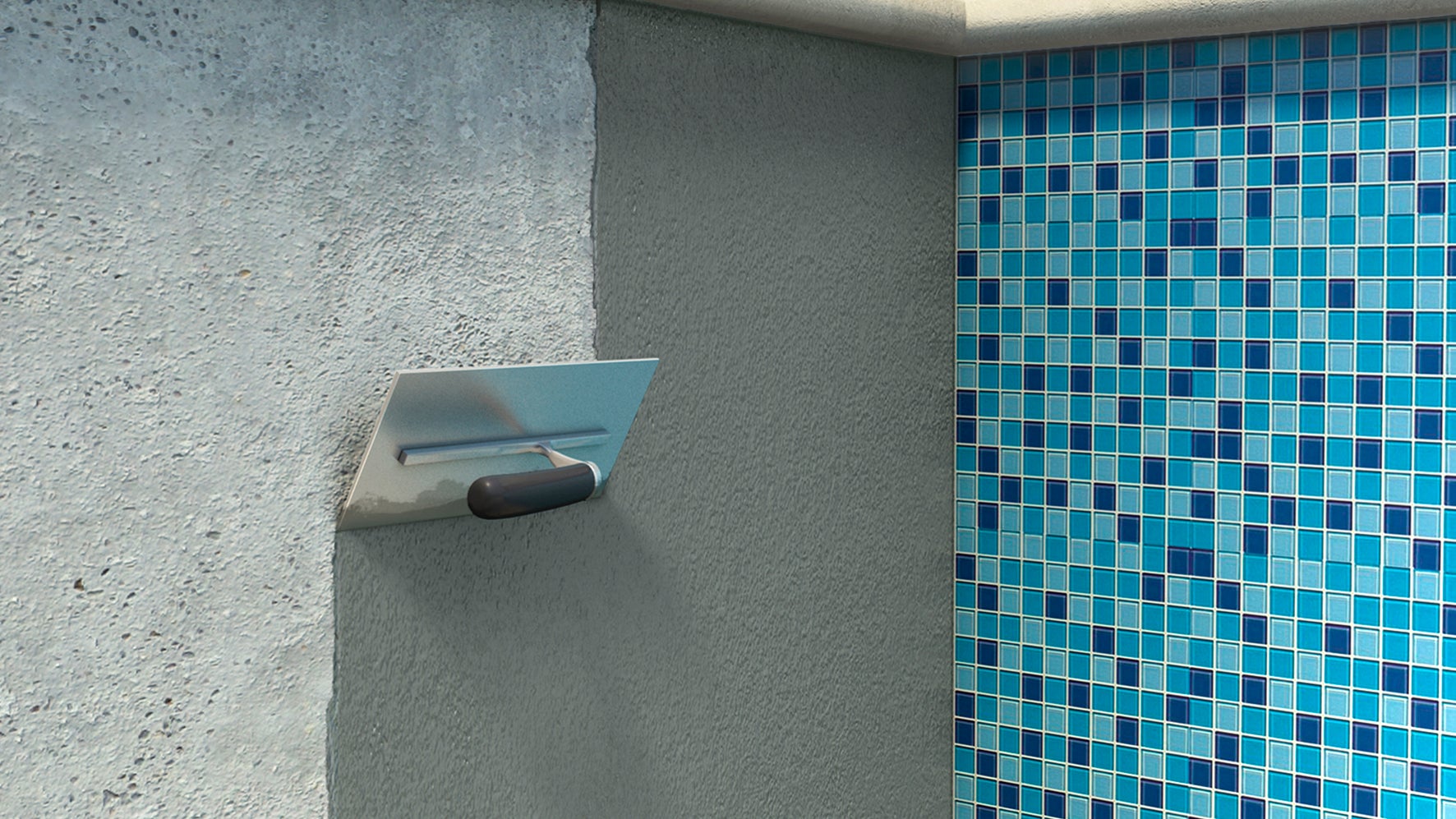 Concrete layer applied with a trowel for tiles