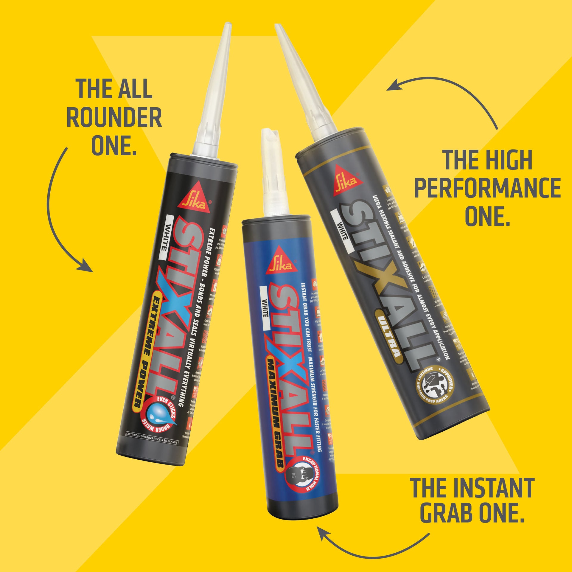 Sika Stixall adhesive sealant product trio