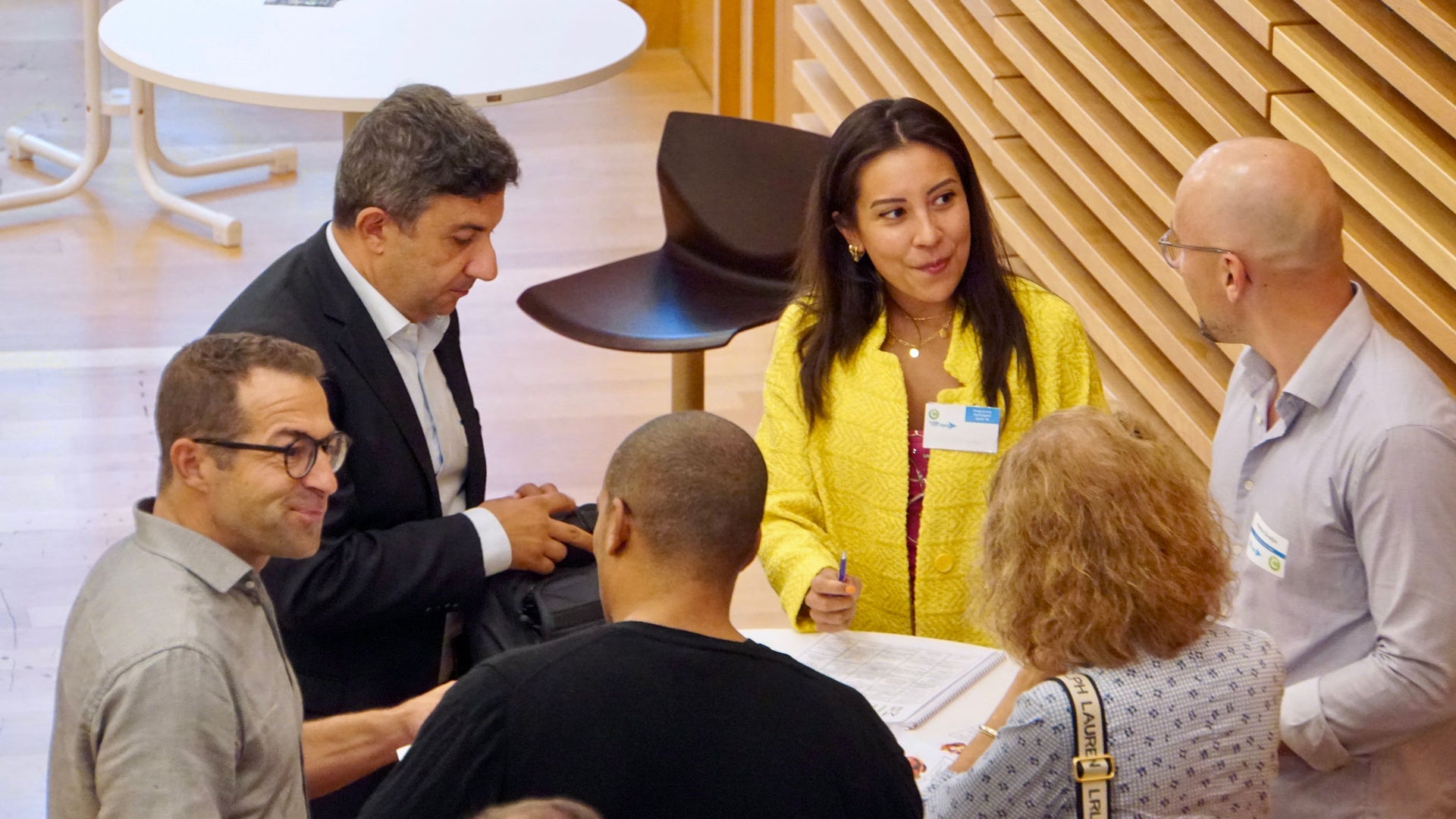 Group discussion in modern office setting