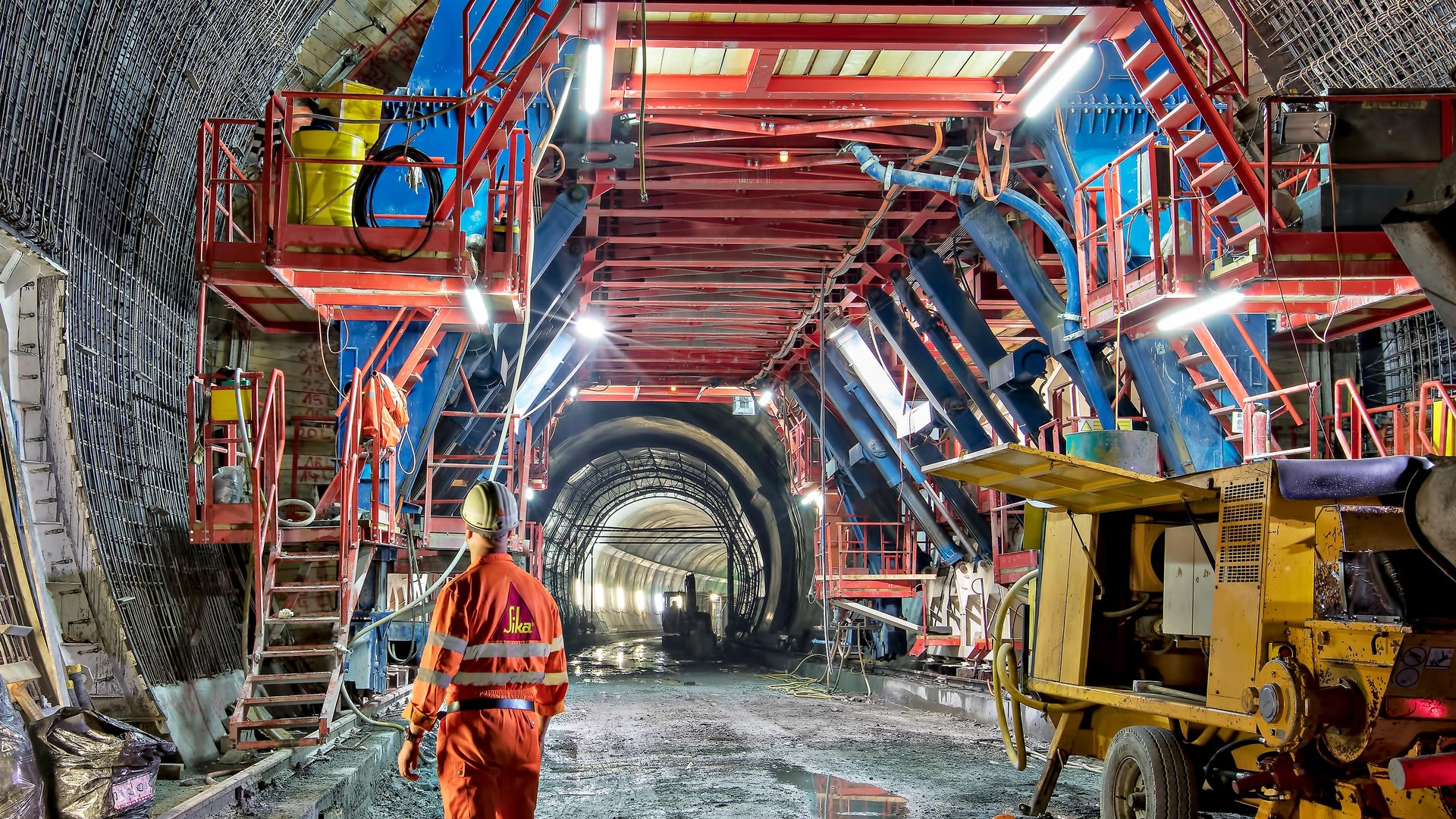 Construction Worker in New Tunnel Site